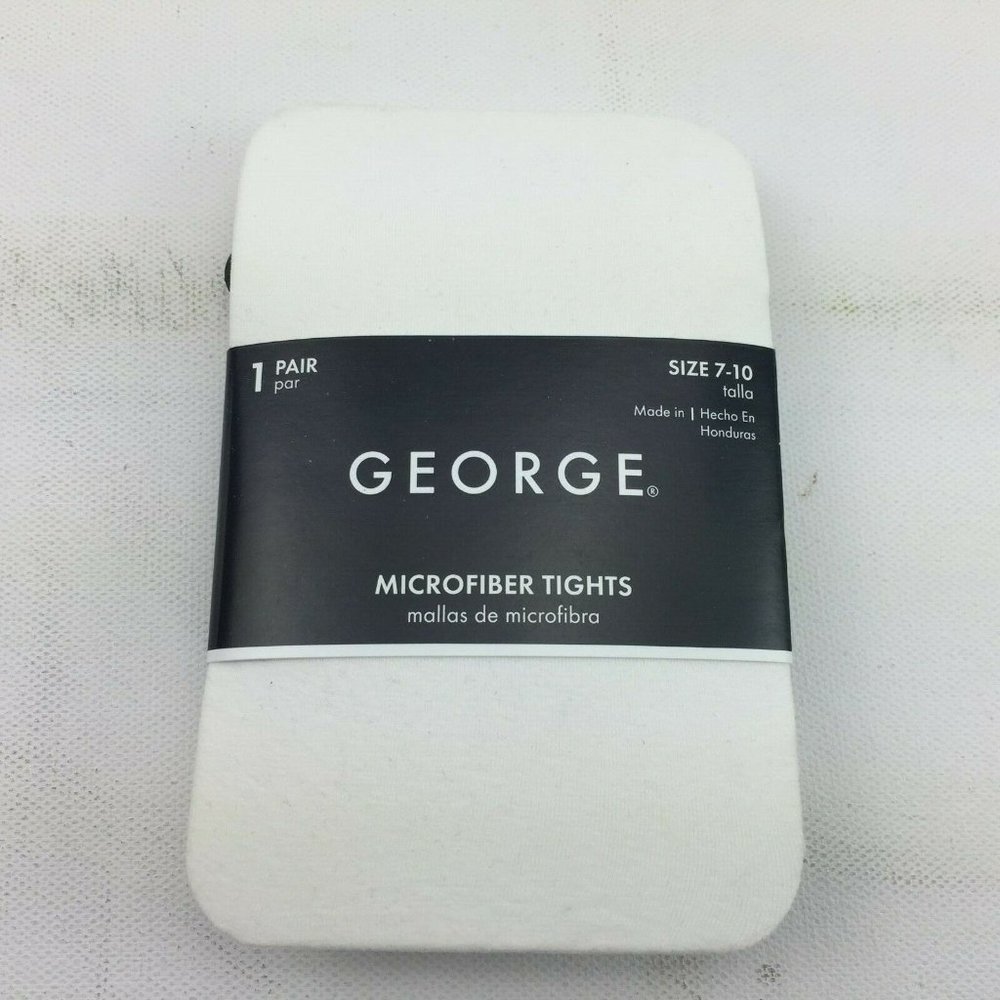 George Girls White Microfiber Tights Church Dance Layer Medium 7-10